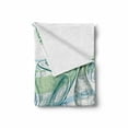 thumbnail image 2 of Seashells Soft Flannel Fleece Throw Blanket, Pastel Color Graphics of Mollusk Sketchy Features and Other Sea Elements, Cozy Plush for Indoor and Outdoor Use, 50" x 70", White Green, by Ambesonne, 2 of 6