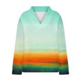 thumbnail image 4 of Tawop Chemises pour Femmes Blouse à Manches Longues Décontractée Imprimée Col en V Tricotée Dégradé Vert TTTG, 4 of 4