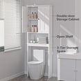 thumbnail image 3 of Bathroom Space Saver Organizer Toilet Rack, Over The Toilet Storage Cabinet with 2 Doors & Shelves, White, 3 of 13