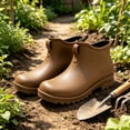 thumbnail image 6 of Women’s Flat Heel Waterproof PVC Ankle Rain Boots, Non-Slip Slip On Short Rubber Footwear for Garden, Kitchen & Outdoor Working Khaki 8, 6 of 7