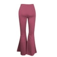 thumbnail image 6 of Audhol Flare Yoga Pants for Women, Ladies Solid Color High Waist Slim Fit Casual Flared Pants Trousers Bell Bottom Leggings for Women Wine S, 6 of 8