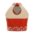 thumbnail image 2 of Oyolan Enfants Filles Brillant Strass Col Licou Frange Moderne Jazz Latin Danse Crop Tops Gilet Tenue de Danse Rouge 16, 2 of 4