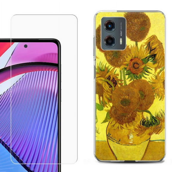 OneToughShield ® Compatible with Motorola Moto G 5G 2023, Shockproof Phone Case, with Tempered Glass Screen Protector - Sunflower