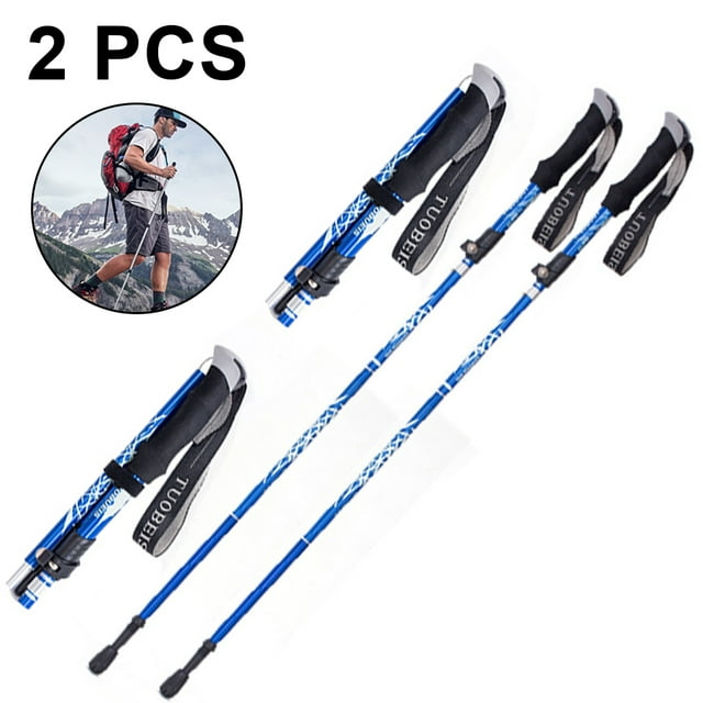 2 Pcs Mâtx de Randonnée Pliables - Bâtons de Randonnée en Alliage d'Aluminium avec Système de Verrouillage Rapide, Télescopiques, Pliables, Ultralégers pour la Randonnée, le Camping