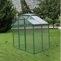 CoSoTower Gain Height Windproofaluminum Greenhouse 6X4 FT Polycarbonate Greenhouse Raised Base and Anchor Aluminum Heavy Duty Walk-In Greenhouses for Outdoor Backyard in All Season