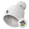 thumbnail image 5 of Dalix Sorcerer Frog Cable Knit Pom Beanie Soft Stretch Skully Warm Fuzzy Faux Sherpa Winter Ski Beanie in White, 5 of 5