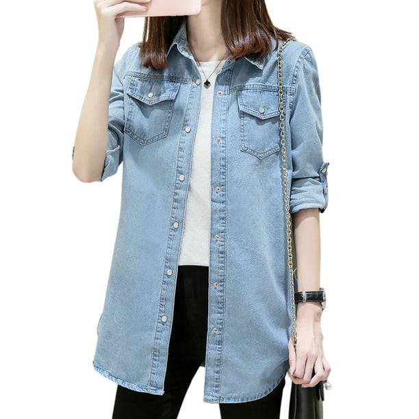 Denim blue ladies tops 2025