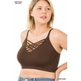thumbnail image 2 of J. METHOD Women's Strappy Bralette – Front V Lattice Sports Bra with Removable Pads Padded Built-in Shelf Bandeau, 2 of 3