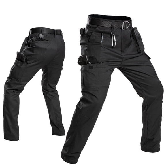 Inglocry Mens Cargo Work Pants Ripstop Tactical Pants for Construction Electrician Multi-Pocket Hiking Outdoor Black M