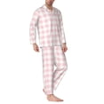thumbnail image 2 of Fotbe Pink Checkboard Pijama de Hombre con Estampado de Manga Larga, Conjunto de 2 Piezas, Ropa de Dormir Suave y Cómoda con Bolsillos-Medium, 2 of 7
