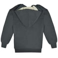 thumbnail image 5 of Kids Soft Warm Sherpa Lined Full Zip Up Fleece Hoodie Sweatshirt Coat Jacket, Charcoal, M, 5 of 6