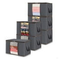 thumbnail image 1 of Soluciones de almacenamiento de tela no tejida, asas reforzadas y diseño de ventana transparente, bolsas de gran capacidad para uso versátil en armarios y áticos, color gris (paquete de 6), 1 of 4