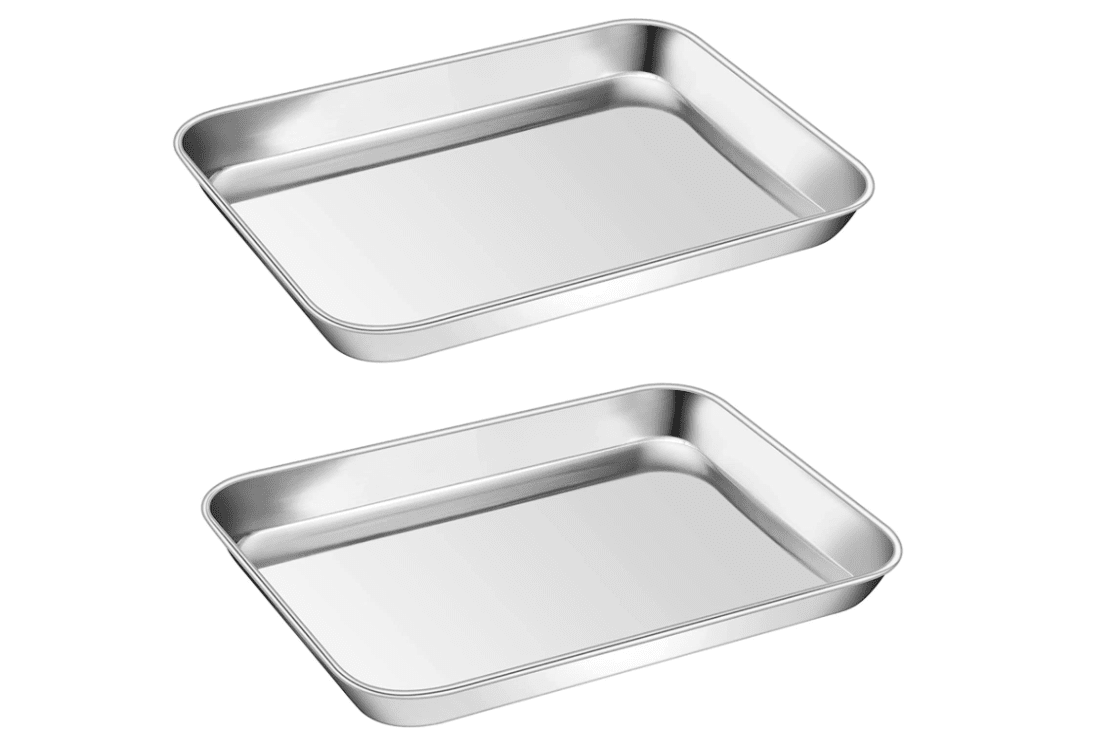 Small Toaster Oven Pan Set of 2, Topboutique Stainless Steel Toaster