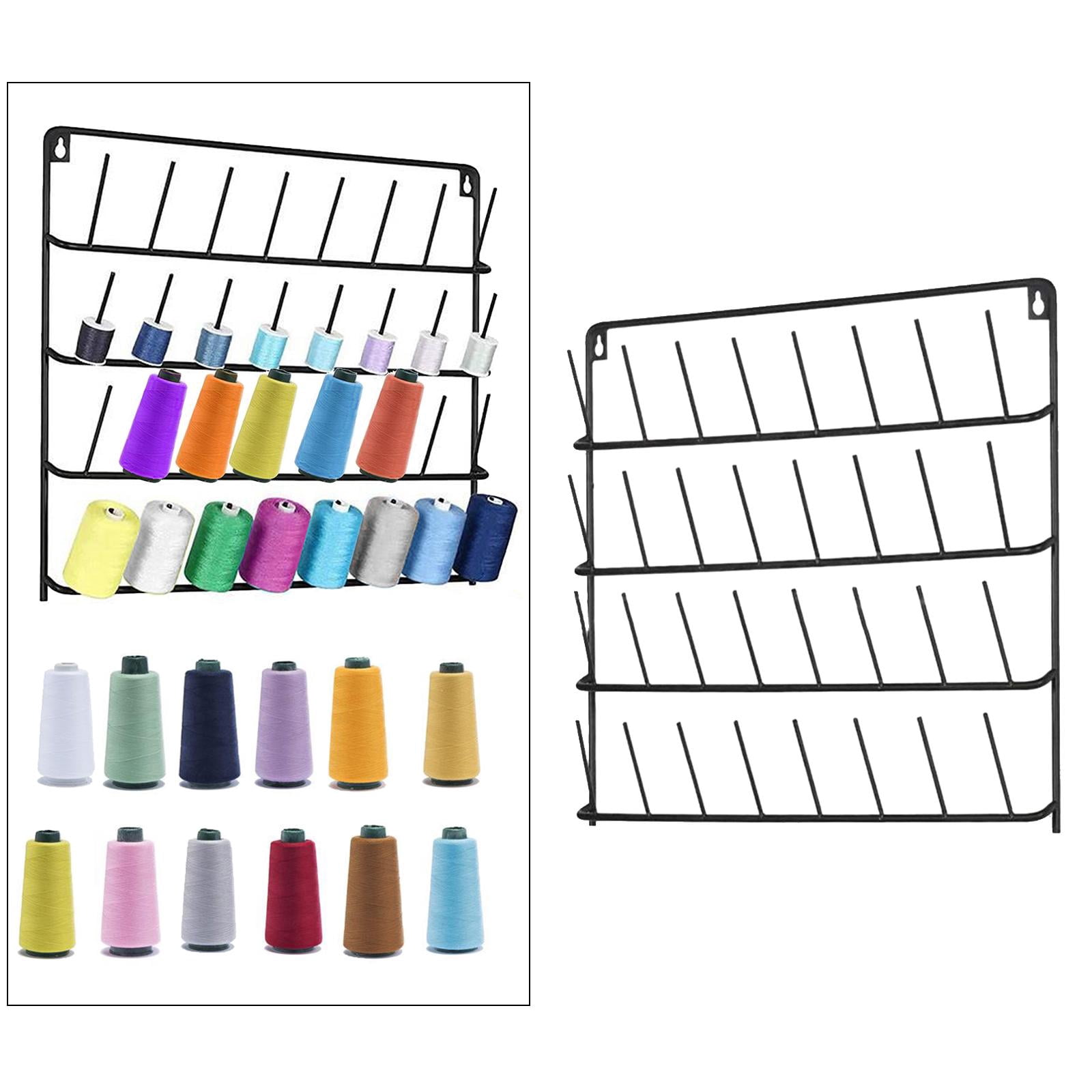 Wxqbjtam 32 Spool Iron Sewing Threads Rack Holder -Thread Organiser Stand Holder - Wall Mounted - Metal Sewing Spool Holder for Embroidery, Quilting