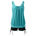 thumbnail image 4 of Swimsuits Women Solid Color Stylish Ruffle Tankini Tops with Boyshorts Navy Bathing Suits for Women M, 4 of 6