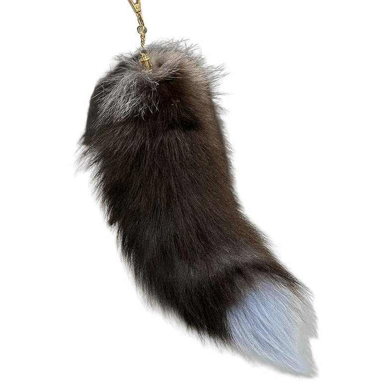 Aixig Huge Fluffy Faux Fur Fox Tail Keychain Therian Tail Fox Tail