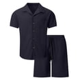 thumbnail image 5 of Mens 2 Pieces Short Sets Short Sleeve Casual Button Down Shirt Sets Summer Beach Outfits Sets Summer Tracksuit Shirt and Shorts Set, 5 of 6