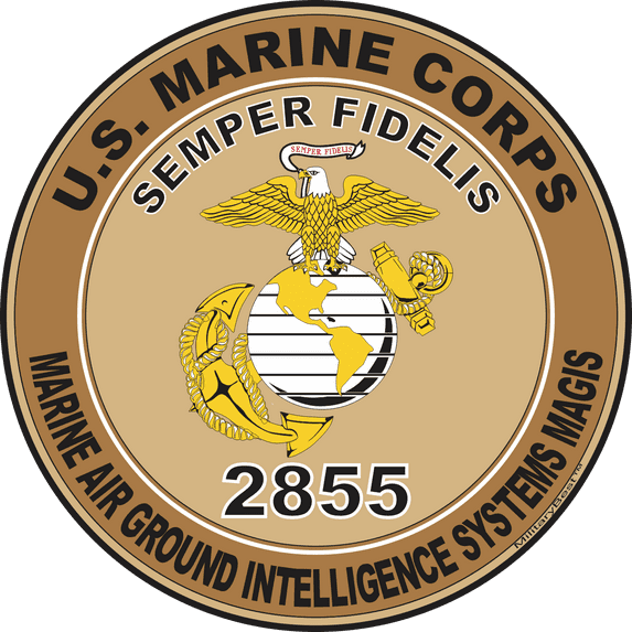 U.S.M.C. MOS 2855 Marine Air Ground Intelligence Systems MAGIS Decal 5.5" - Desert Tan