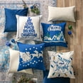thumbnail image 2 of Christmas Embroidered Decorative Series Throw Pillow Covers, Navy, 18" x 18", Set of 4, 2 of 6