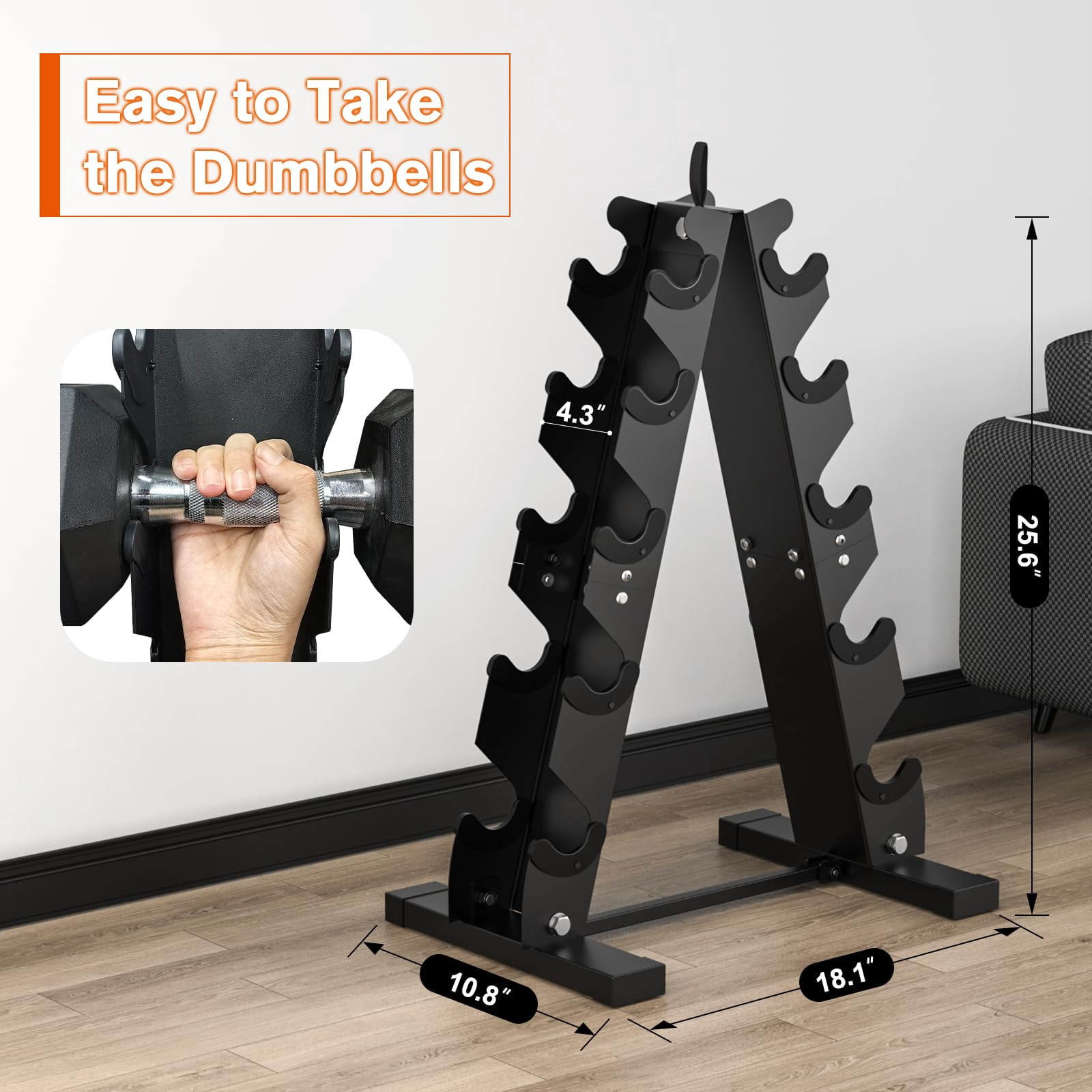 Dumbbell Rack Stand Only  Heavy Duty A-frame Storage 5 Tier Steel Holder For Home Gym Space Saver