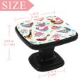 thumbnail image 4 of 4 Pcs Square Cabinet Handle Cupboard Knob Drawer Pulls Handle Birds Flowers Drawer Knobs with Screws Furniture Decoration, 4 of 7