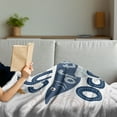 thumbnail image 3 of Saying Soft Flannel Fleece Throw Blanket, Child of the Ocean with a Fish Motif and Spirals, Cozy Plush for Indoor and Outdoor Use, 60" x 80", Dark Blue White, by Ambesonne, 3 of 5