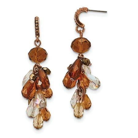 - Copper-tone Multicolor Acrylic Beads Post Dangle Earrings