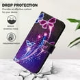 thumbnail image 6 of TECH CIRCLE for iPhone 17 Case (6.3", 2025 Release), Cute Cartoon Flip Wallet Case with Wrist Strap, Built-in Card/Cash Slots, PU Leather Protective Fold Stand Phone Case, Purple Butterfly, 6 of 9
