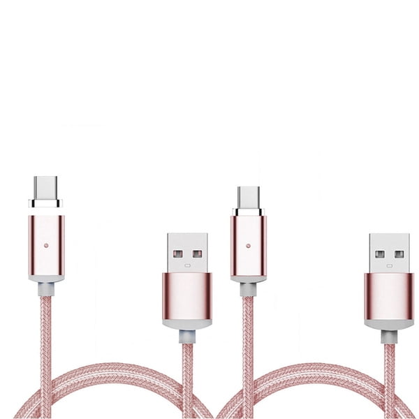 1M Magnetic Nylon Braided USB Cable Charger for Various Port Smart Phone (type-c)Pink