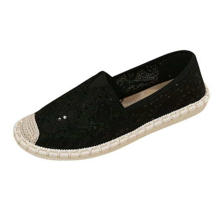 

ZIZOCWA Comfy Slip On Shoes For Women Womens Open Toe Wedge Sandals Ladies Fashion Mesh Breathable Lace Sequin Soft Sole Shallow Flat Casual Shoes Men Microfiber Leather Hole Breathable Casual Formal