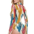 thumbnail image 4 of Colorful Hands Women's Mock Turtle Neck Long Sleeve Tops Bodysuit Jumpsuit One Piece Leotards Shirt, 4 of 8