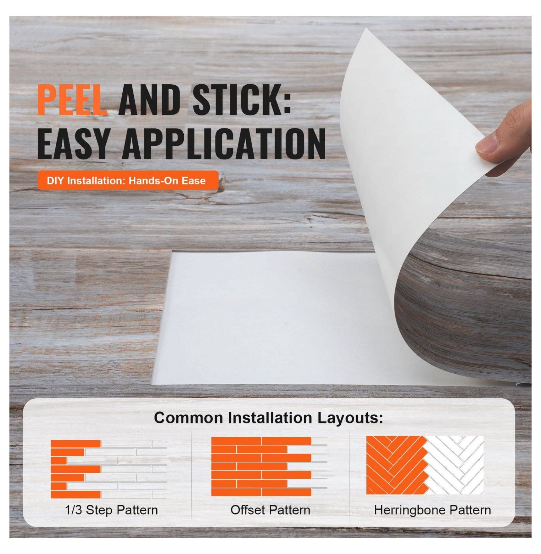 Self Adhesive Vinyl Floor Tiles 36x6 inch, 36 Pack Wood Grain Peel and Stick Flooring for Kitchen, Bathroom, Bedroom - 0.62mm Thick DIY Home Decor