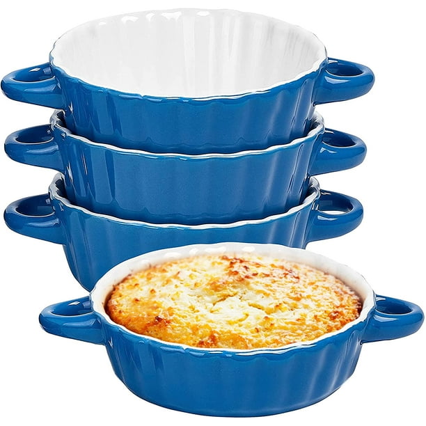 Bake And Serve 10oz. Oven Safe Set Of 6 Ceramic Souffle Dishes, Round