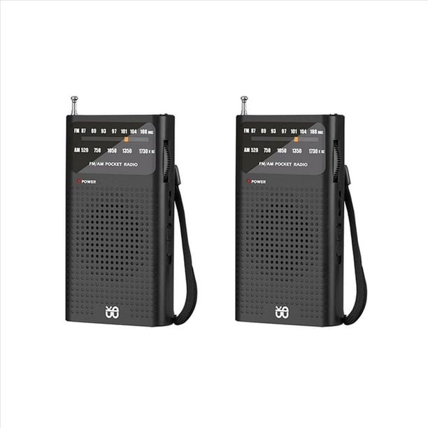 2X Mini Radio PortáTil AM/FM All Band Stereo Weather Pocket Radio Receptor para Anciano Caminar Senderismo Camping