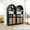 Black 2pcs, variant on MIYZEAL 71" Wide Oak Arch Bookcase - 6-Tier Open Display Shelf with Rattan Storage Cabinet & Doors for Living Room/Study
