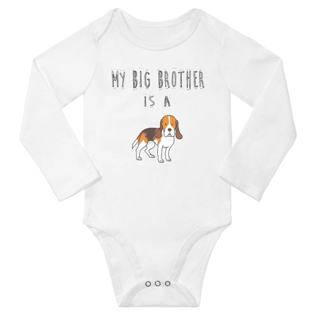 

My Big Brother is a Basset Hound Dog Cute Baby Long Sleeve Clothing Bodysuits Boy Girl (White 12-18M)