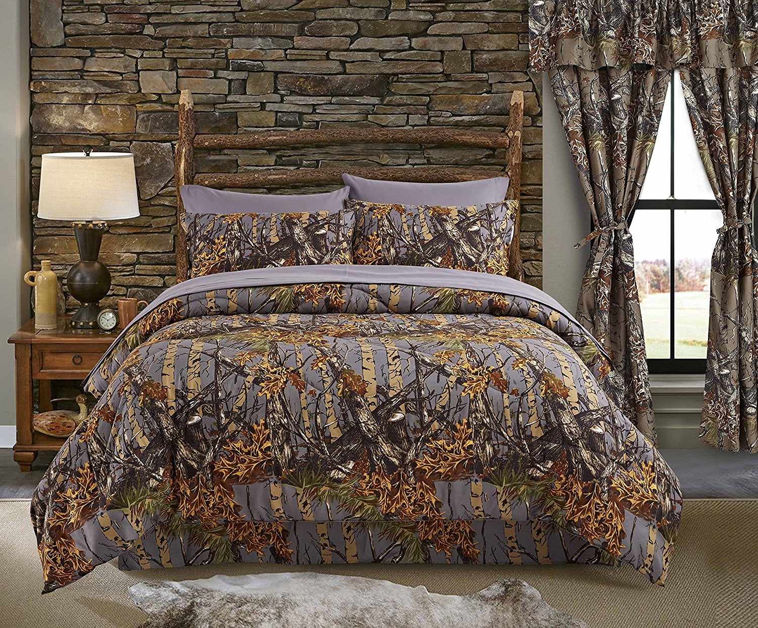 Regal Comfort The Woods Grey Camouflage King 4 Piece Premium