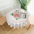 thumbnail image 2 of Pink Floral Round Tablecloth 60 Inch Ruitic Flower Table Cloth Waterproof Fabric Farmhouse Modern Tablecloths Decorative for Holiday Home Party Wedding, 2 of 6