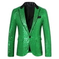 thumbnail image 2 of IWRICH Men's One Button Sequin Dress Suit Jacket Party Festival Tuxedo Sport Coat Z-Green XL, 2 of 9