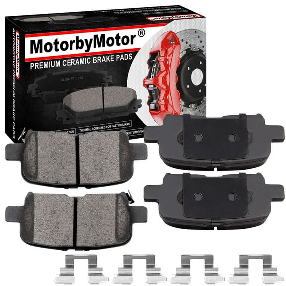 Rear Ceramic Brake Pads w/Hardware Kits Fits for Acura ZDX RLX MDX, Honda Odyssey Pilot (All Models)-4 Pack Fits select: 2009-2011 HONDA PILOT EXL, 2012-2013 HONDA PILOT EXLN