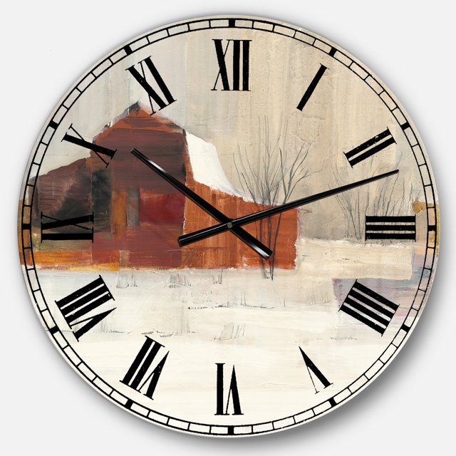 Designart « l'Hiver dans les Granges » Horloge Murale de Style Ferme