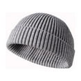 thumbnail image 3 of Men Fashion Knitted Hat Beanie Skullcap Sailor Cap Cuff Brimless Retro Warm Hat, Wine Red, 3 of 8