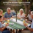 thumbnail image 3 of Round Outdoor Tablecloth with Umbrella Hole and Zipper, Sage Green Grey Stripe Tablecloth with Elastic Waterproof, Farmhouse Simple Striped Patio Table Covers for 36" - 44" Picnic Pool Tables, 3 of 9