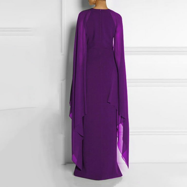 Evening Formal Dress for Women Maxi Cape Split Long Dress Plus Size Floor Length Party Maxi Gowns Elegant Classy 4X Large Purple Walmart