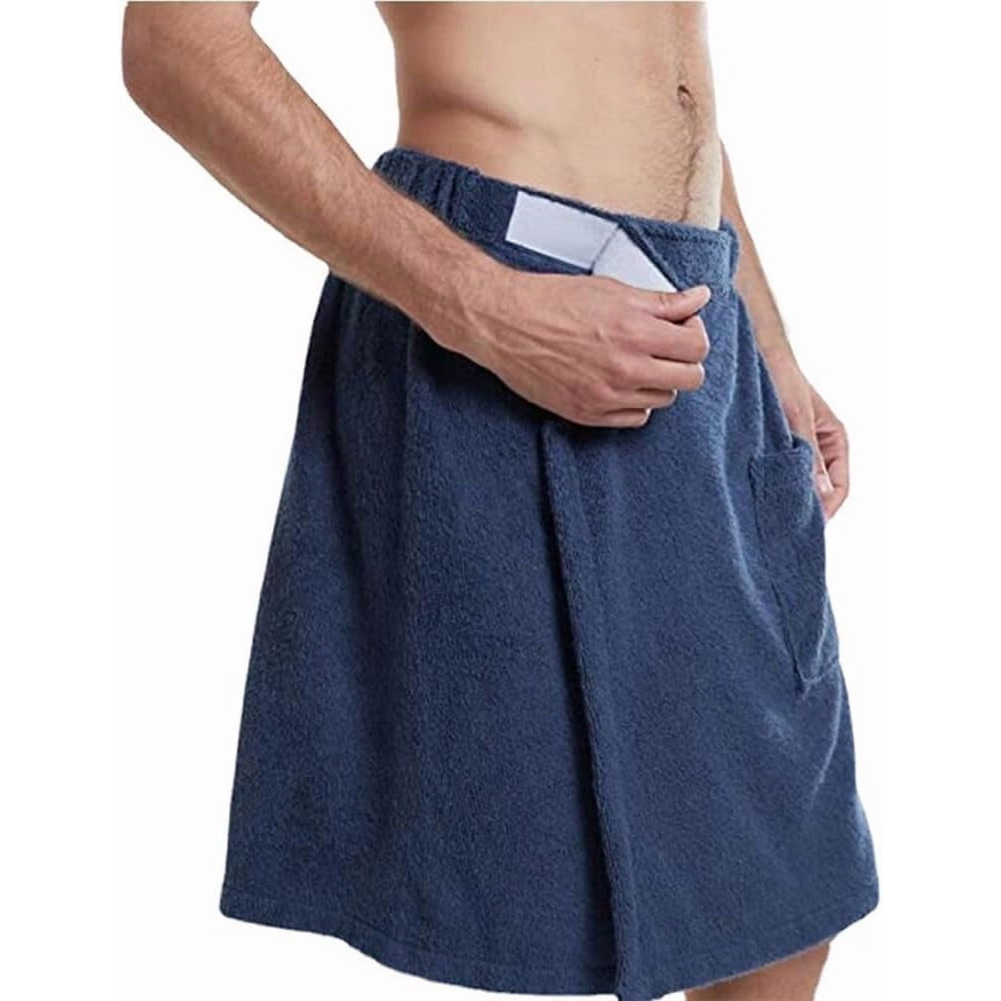 Absorbent Quick Dry Bath Towel Body Wrap with Pocket for Men Microfiber Spa Shower Bath Robe Fleece Adjustable Wearable Pool Gym Beach Towels Cover up Bathroom Accessories