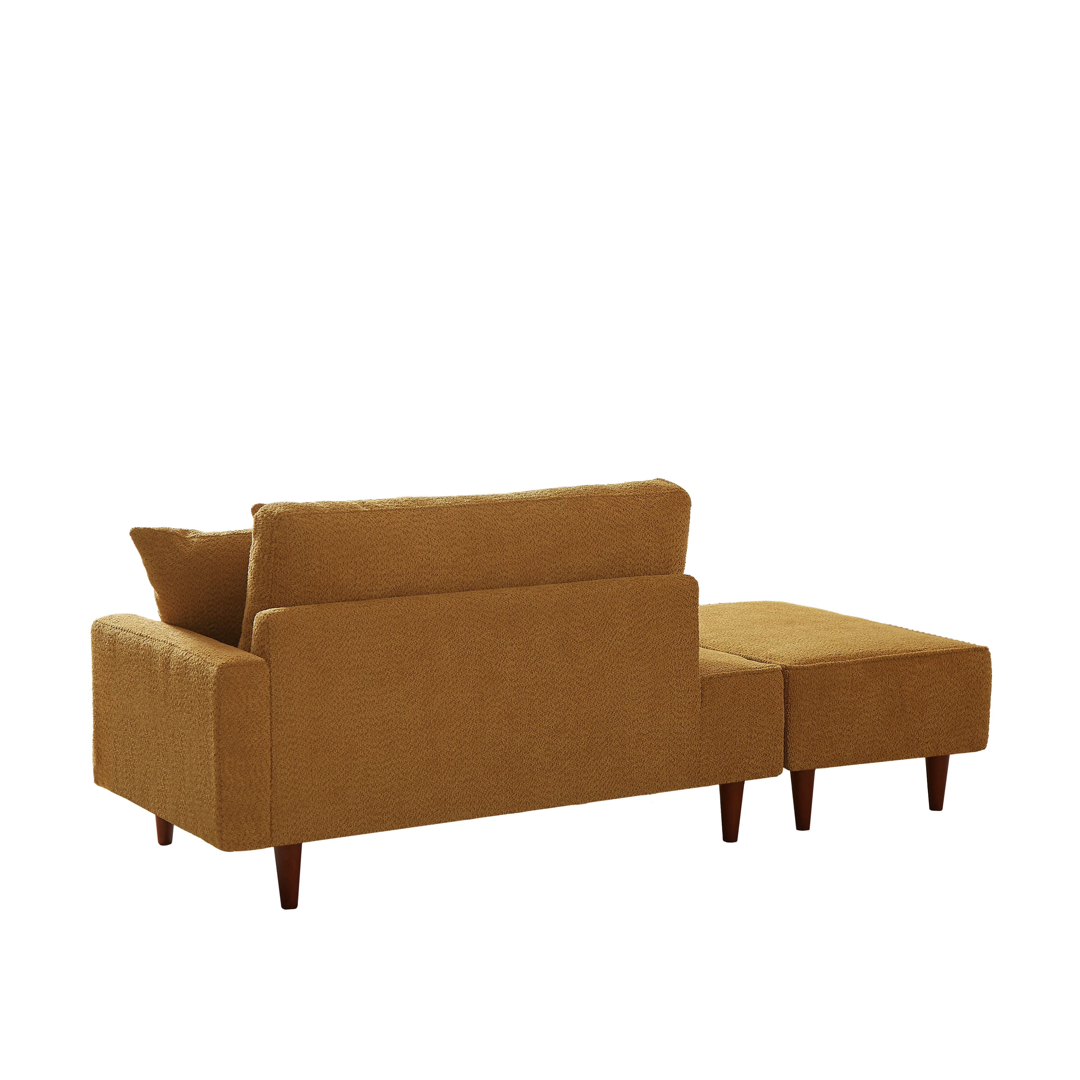 Indoor Chaise Lounge Chair with Ottoman, Boucle Upholstered Chaise Lounge with 2 Throw Pillows Included, Modern Chaise Lounge for Living Room Bedroom Reading Nook, Orange