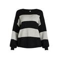 thumbnail image 5 of Dreamers By Debut Women's Striped Sweater with Blouson Sleeves, Midweight, Sizes XS-XL, 5 of 5