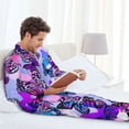 thumbnail image 6 of Salouo Flying Butterflies Print Button-Front Long Sleeve Pajama Set for Men, Soft 2Pjs Men's Long Sleeve Sleepwear-XX-Large, 6 of 7