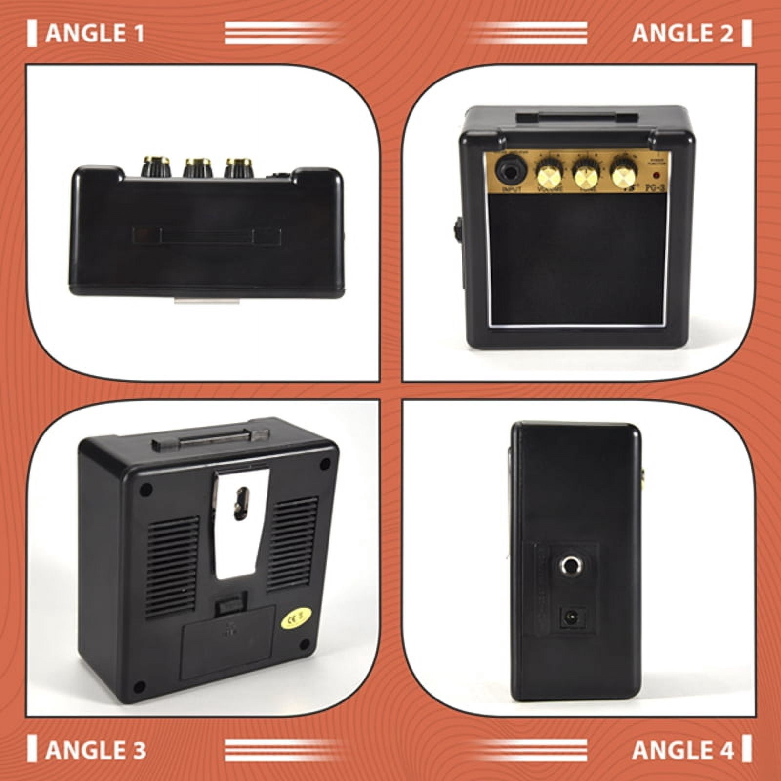 Portable Mini Guitar Bass Amplifier Guitarra AMP 5W Speaker Clip-On Guitar Parts Accessories for Acoustic Electric Guitar PG-3