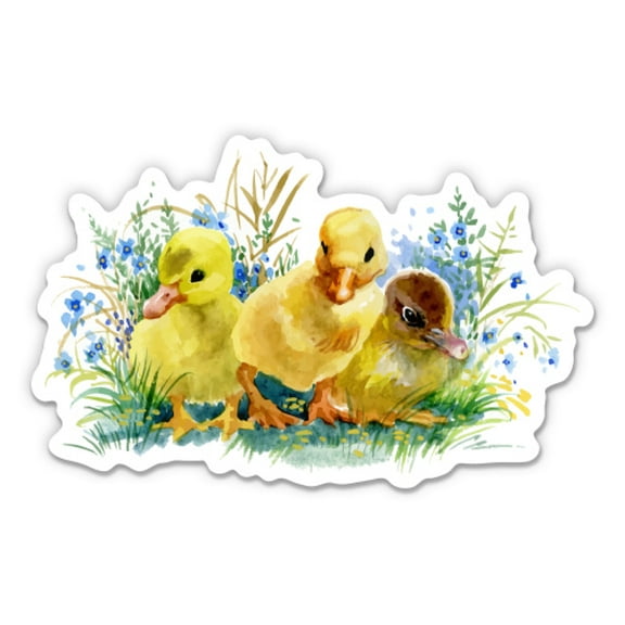 Ducklings Watercolor - 3" Vinyl Sticker - For Car Laptop Water Bottle Phone - Waterproof Decal